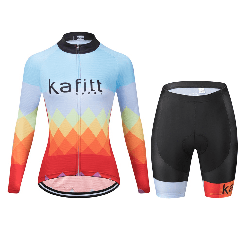 Conjunto De Ciclismo Feminino Manga Longa Kafitt Rainbow