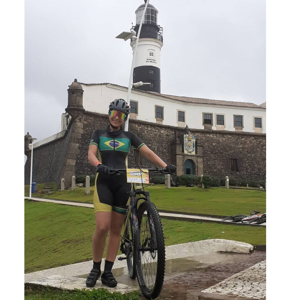Macaquinho De Ciclismo Feminino Triathlon Brasil